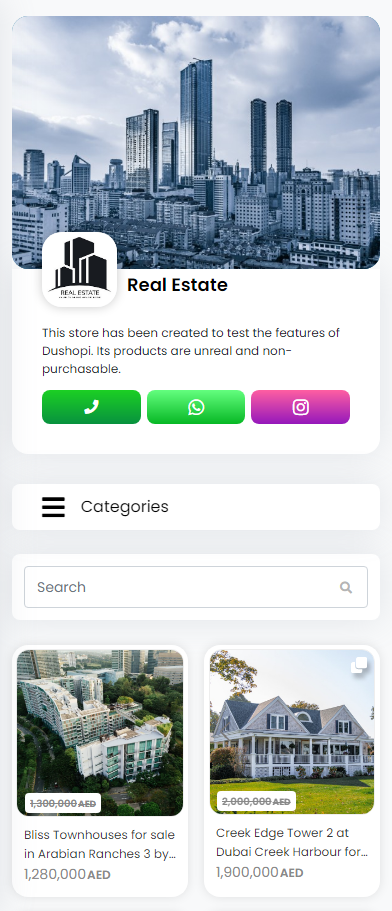Sample of real estate site made in ushopi site builder and store builder